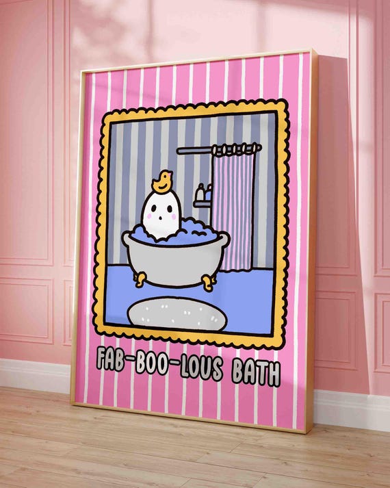 In A Bath Poster Cute Halloween Funny Bathroom Decor Creepy Design Spooky Trendy Art Print Unframed Shipped Wall