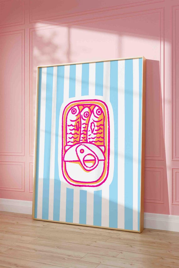 Sardine Tin Vintage Poster Print, Maximalist Kitchen Art