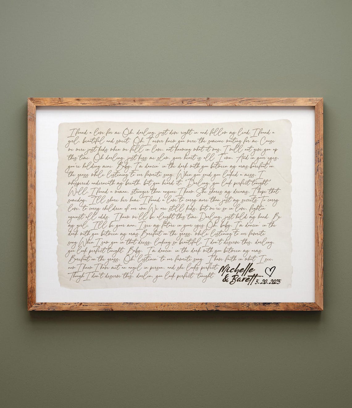 First Dance Song Lyrics Custom Wedding Date Keepsake Art Poster
