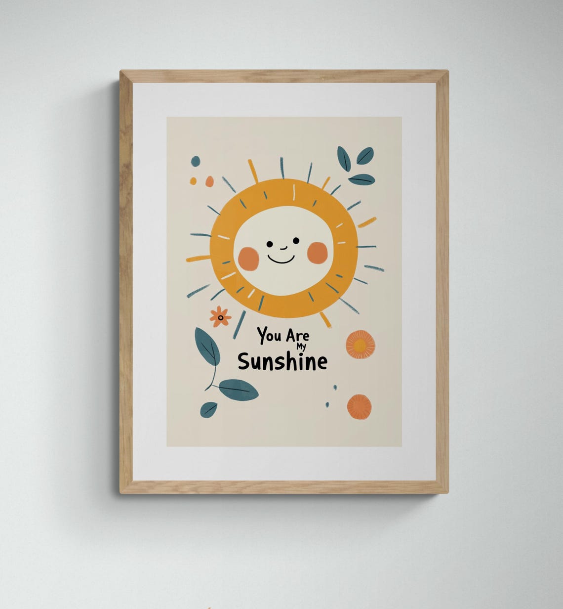 You Are My Sunshine Smiling Sun Quote Kids Nursery Wall Art Poster