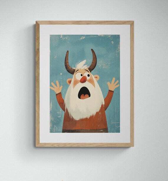 Scandinavian Viking Gnome Illustration Cute Tomte Nisse Wall Art Nordic Folklore Print For Winter Decor Gifts