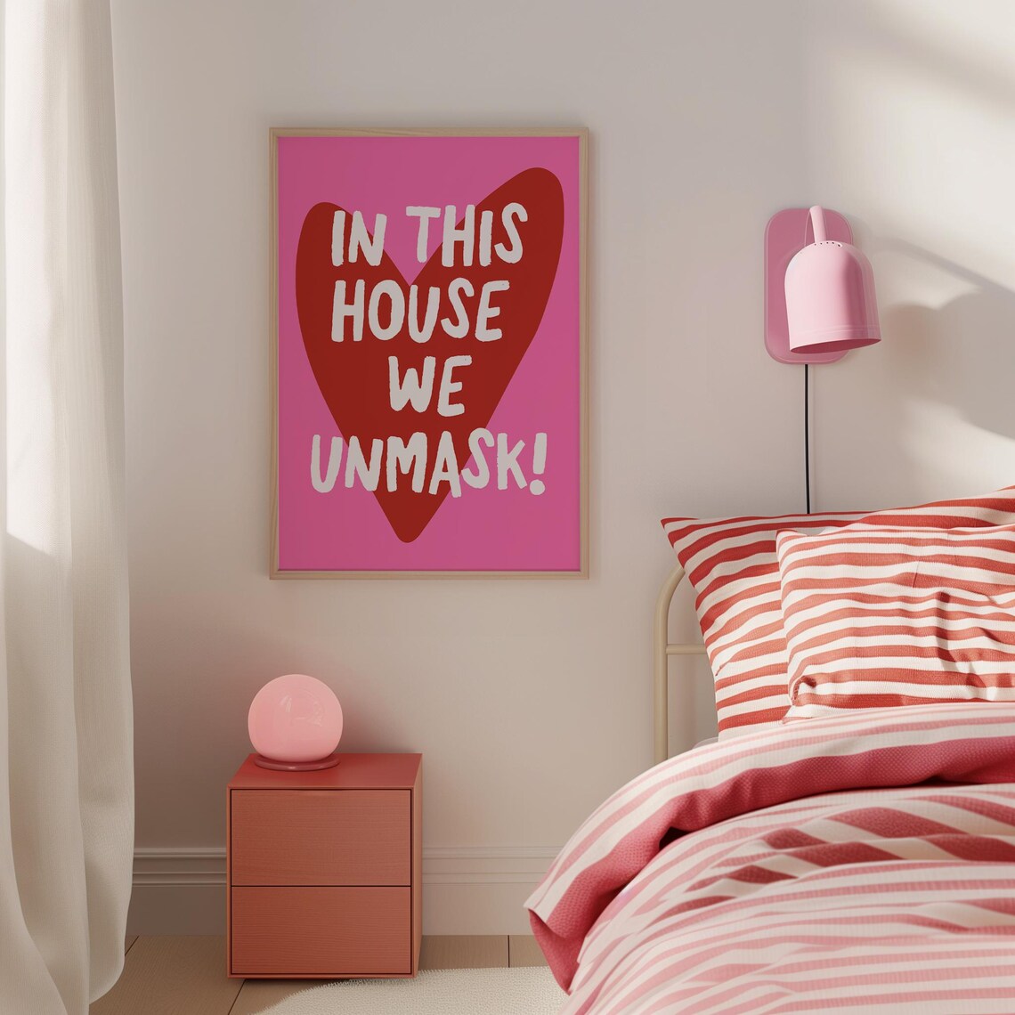In This House We Unmask Pink Heart Neurodiversity Quote Poster - Image 3