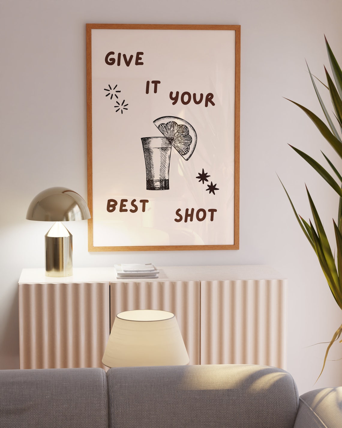 Give It Your Best Shot Tequila Lemon Slice Retro Bar Wall Art - Image 5
