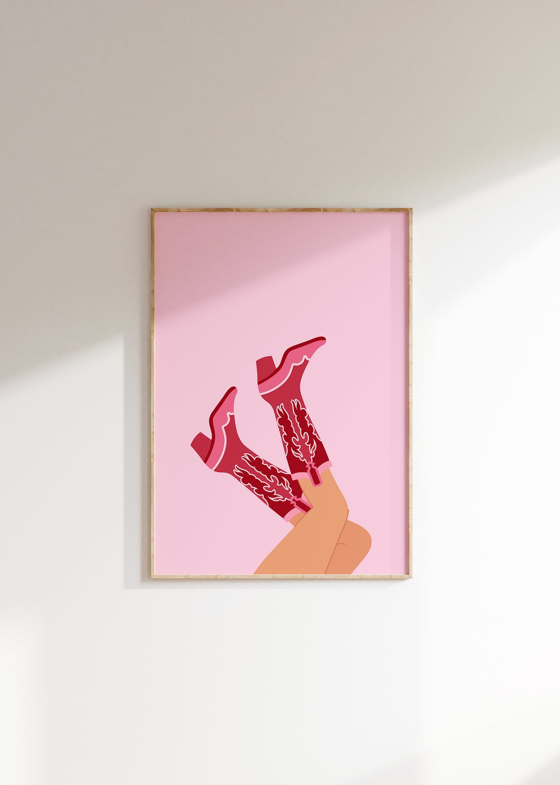 Preppy Cowgirl Dorm Room Wall Art Decor Cowgirl Boots Art Print Cowgirl Boots Poster Western Room Decor Pink Boots Art Cowboy Boots Print