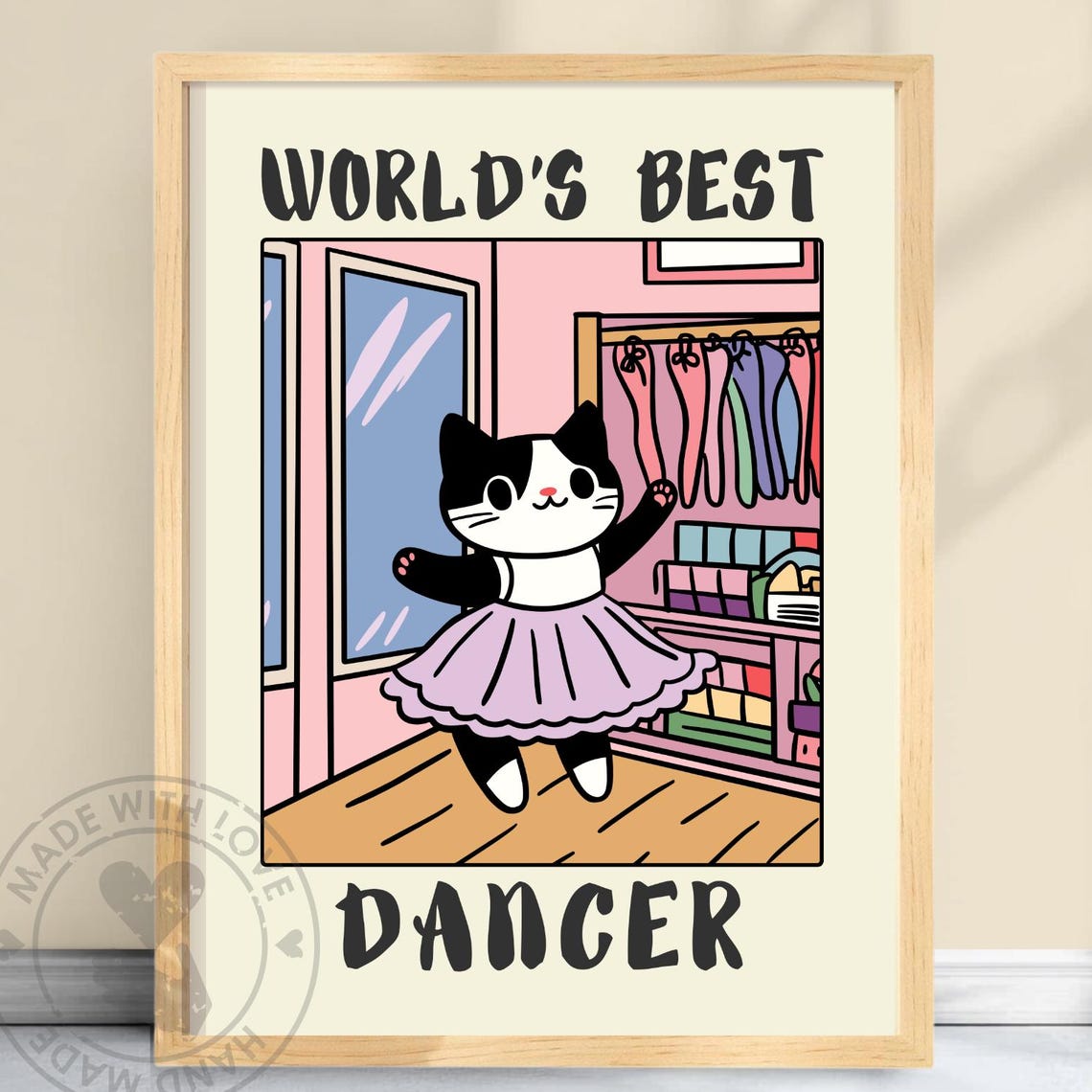 World's Best Dancer Funny Black Cat Ballerina Tutu Cartoon Poster