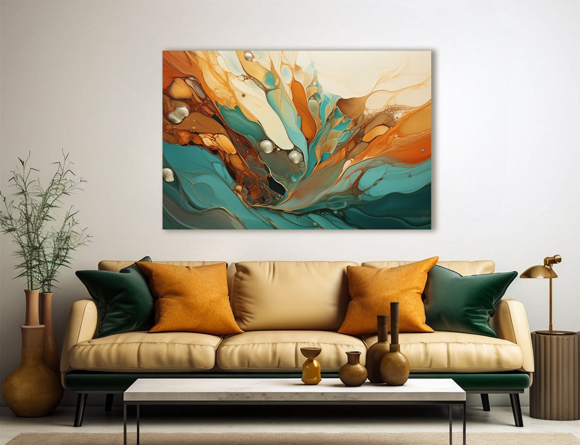 Abstract Wall Art Nature Inspired Print Bold Beautiful Orange And Teal Poster Home Decor Modern Art Home Office Decor Statement Piece - Image 4