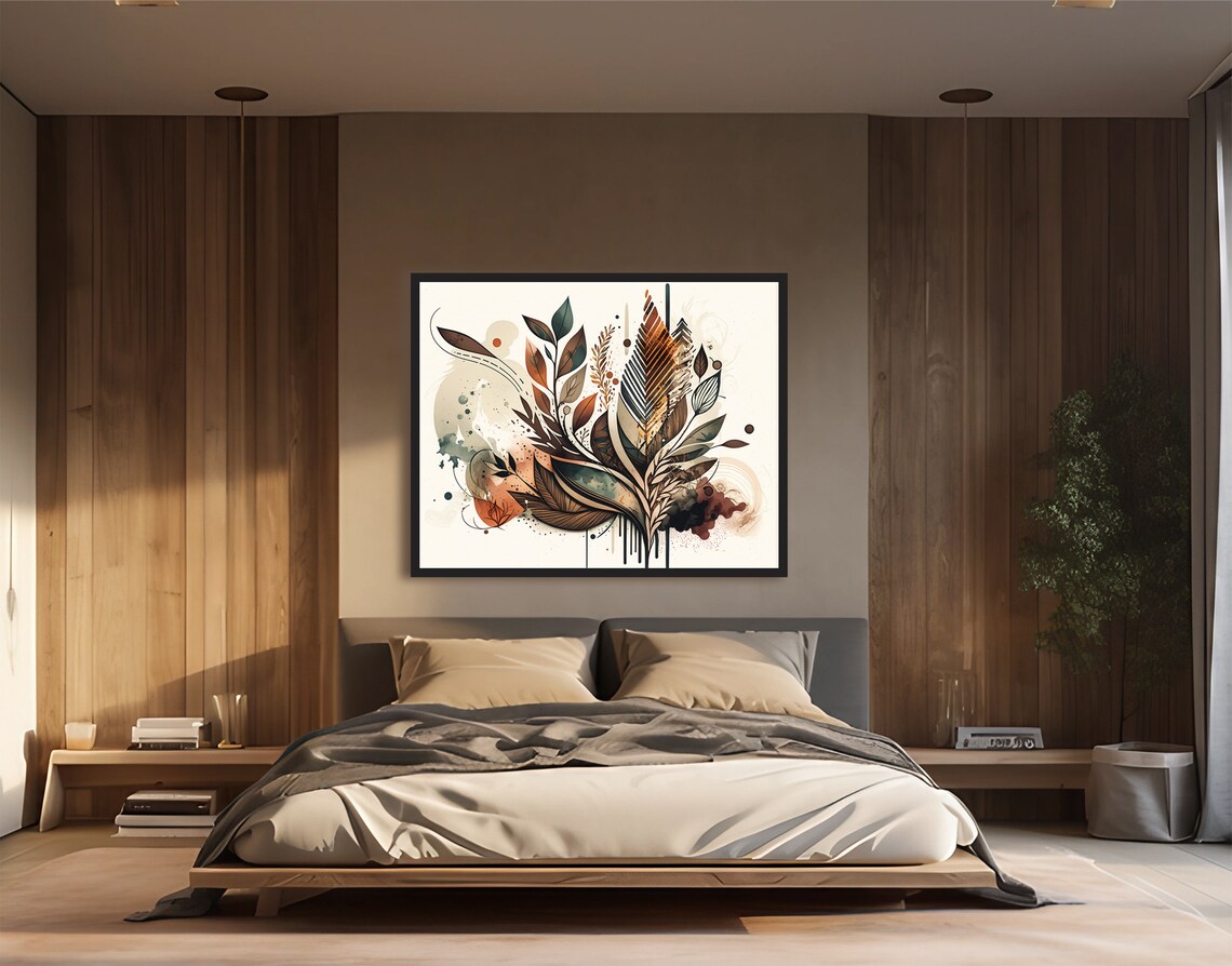 Boho Abstract Botanical Art Print, Neutral Earth Tones - Image 3