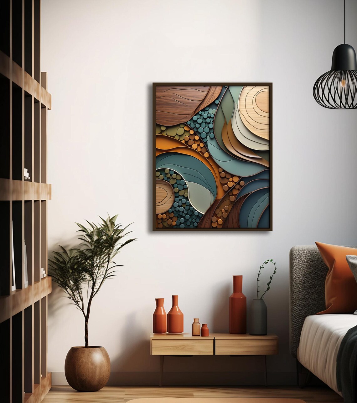 Wood Look Earth Tones Bedroom Neutral Art Print - Image 2