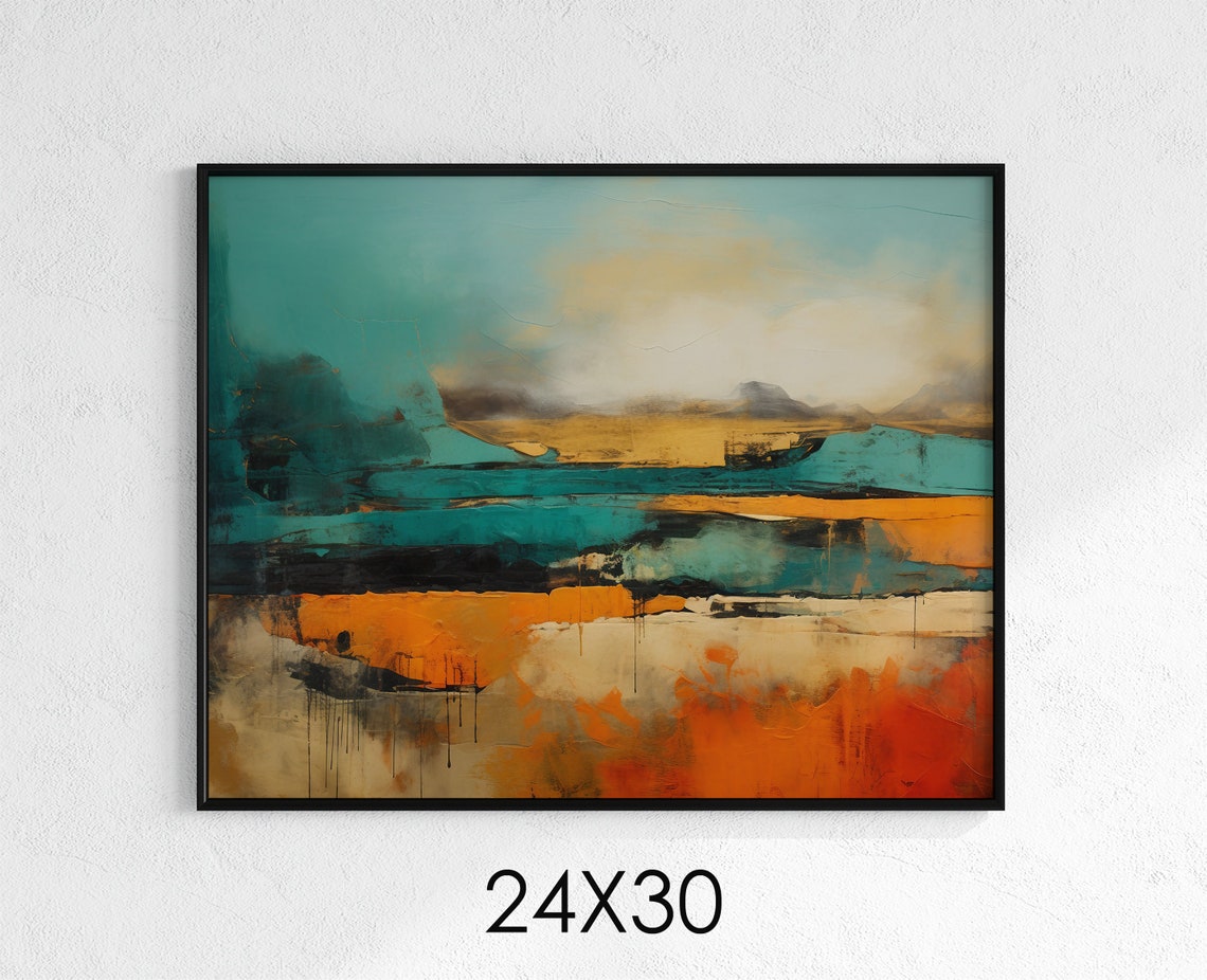 Abstract Wall Art Nature Inspired Print Bold Beautiful Orange And Teal Poster Home Decor Modern Art Home Office Decor Statement Piece - Image 3
