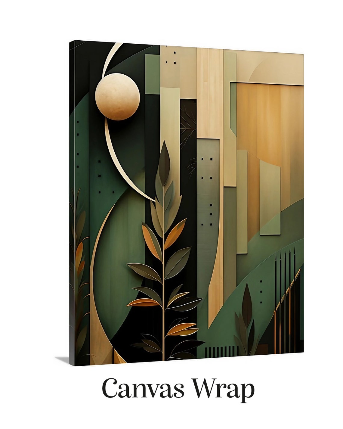 Art Deco Green Gold Moon Botanical Arches Vintage Abstract Poster - Image 2
