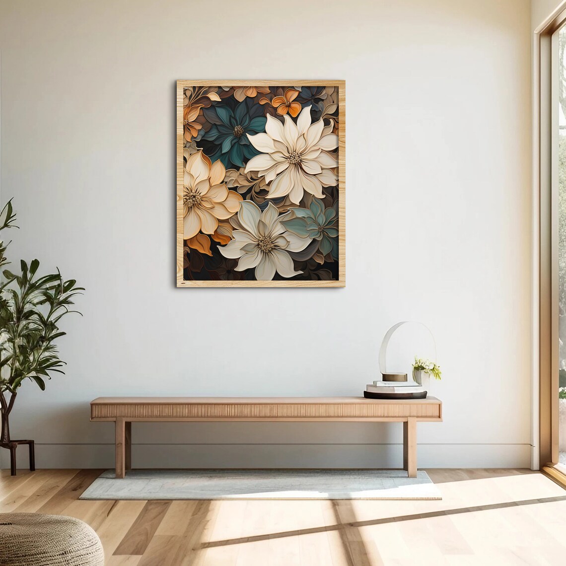 Boho Flower Botanical Wall Art Print, Bedroom Decor - Image 3