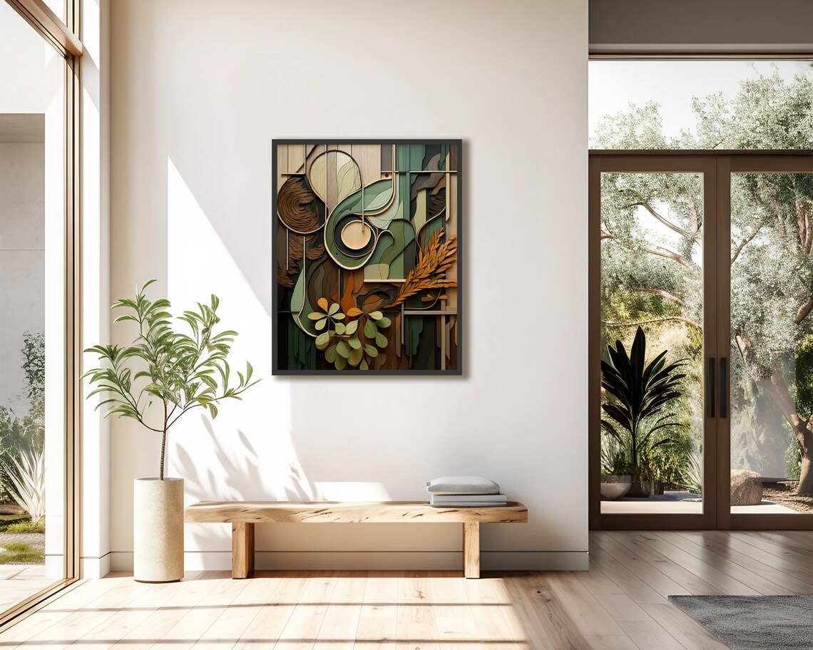 Boho Botanical Shapes Art Print, Neutral Decor - Image 3