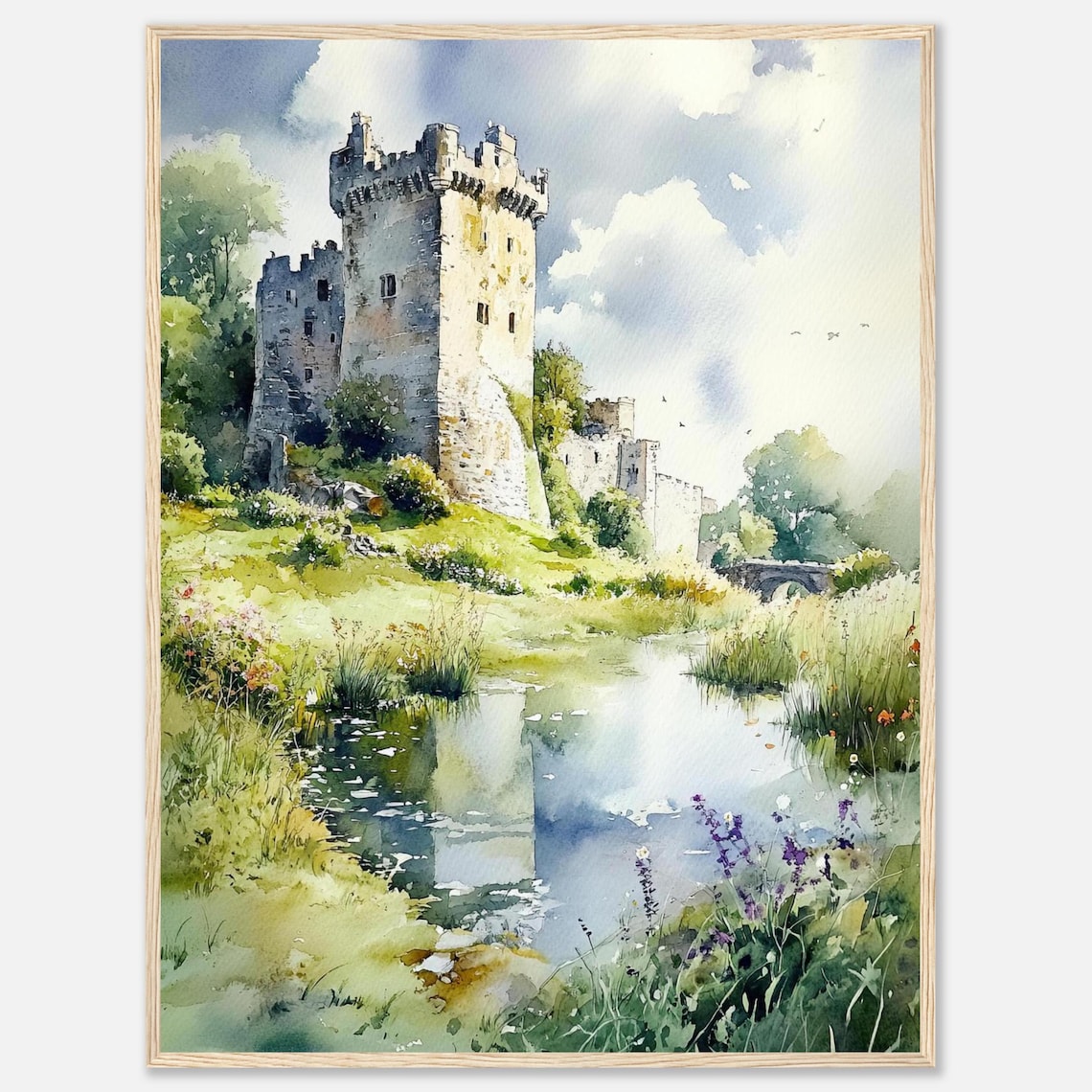 Blarney Castle Watercolor Art Print, Ireland Landmark