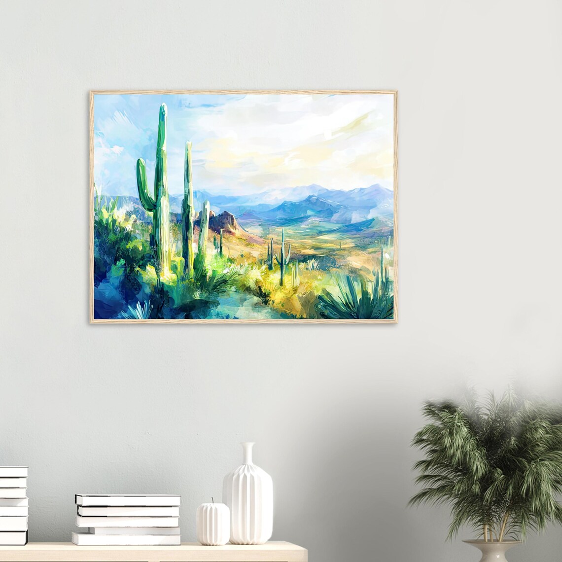 Saguaro National Park Watercolor Sonoran Desert Cactus Mountain Vista Poster - Image 2