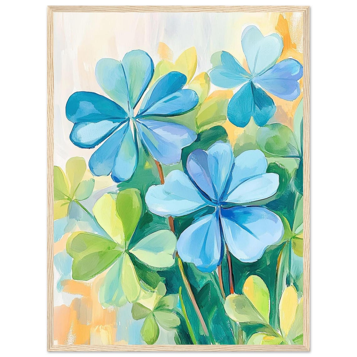 Blue And Green Shamrock Clover Watercolor St Patricks Day Poster