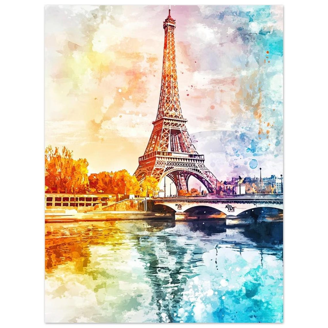 Eiffel Tower Paris Watercolor Painting Wall Art Print Paris Cityscape Art France Travel Poster Europe Wall Art Print Romantic Home Dcor - Image 3