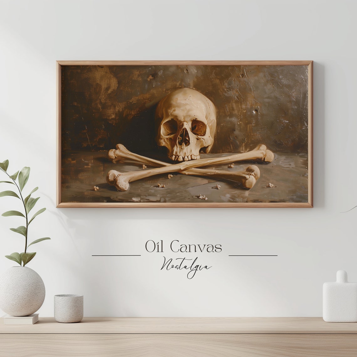 Skull Crossbones Dark Background Gothic Halloween Dark Academia Poster - Image 3