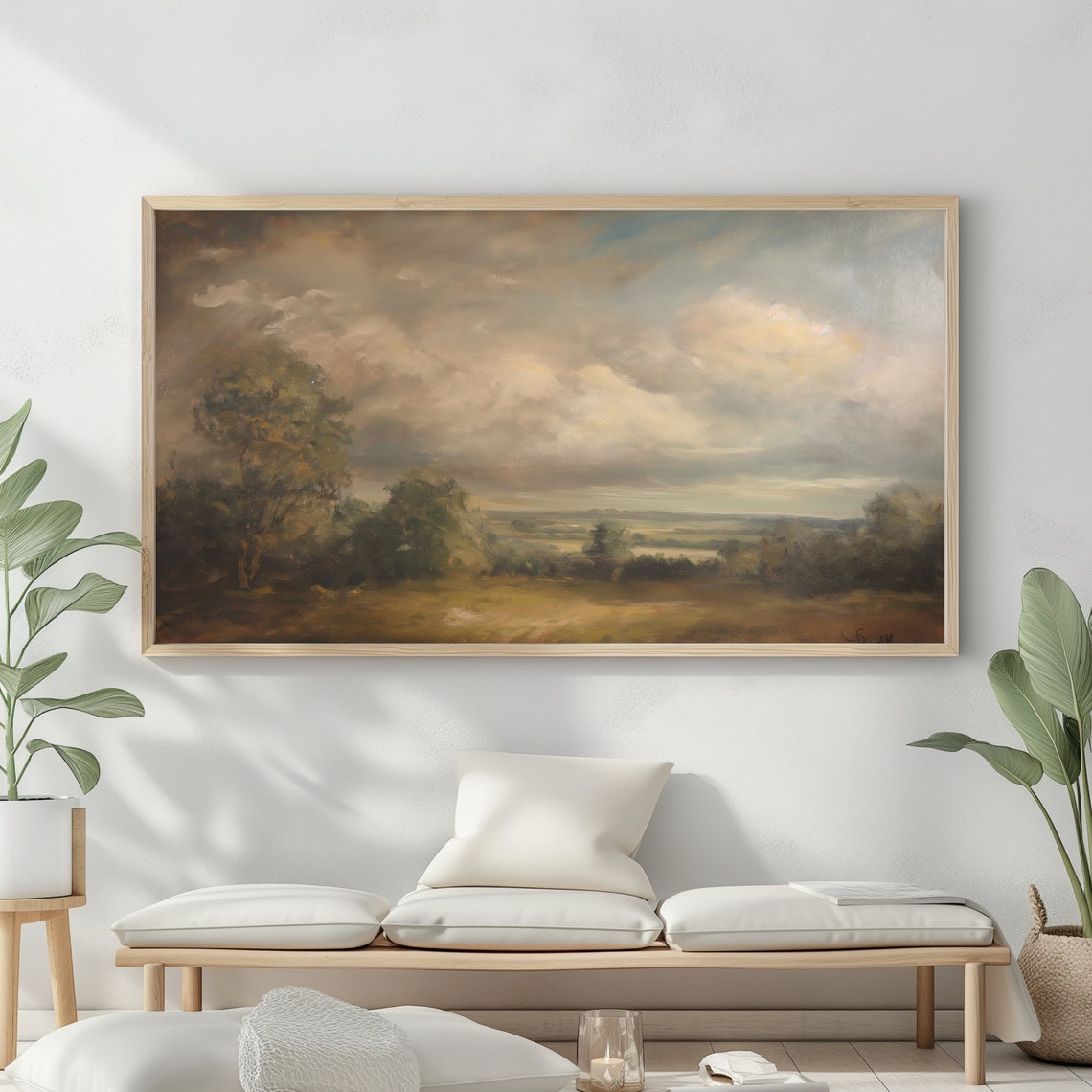 Autumn Landscape Oil Painting Frame Tv Art Rustic Country Decor Moody Muted Colours - Image 2