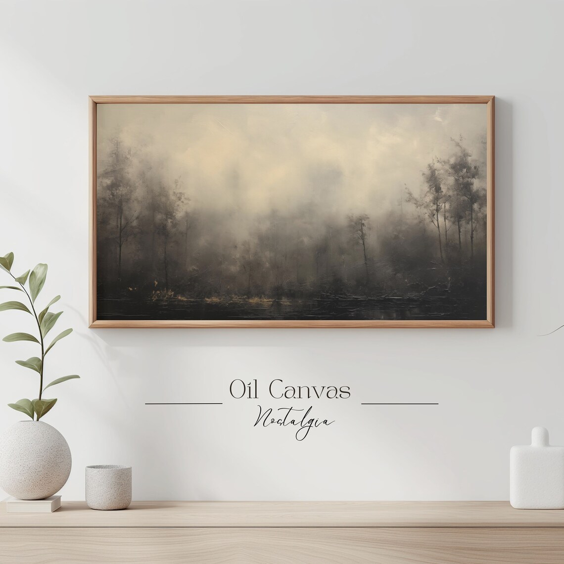 Dark Foggy Forest Golden Light Breaking Through Mysterious Moody Landscape Poster - Image 3