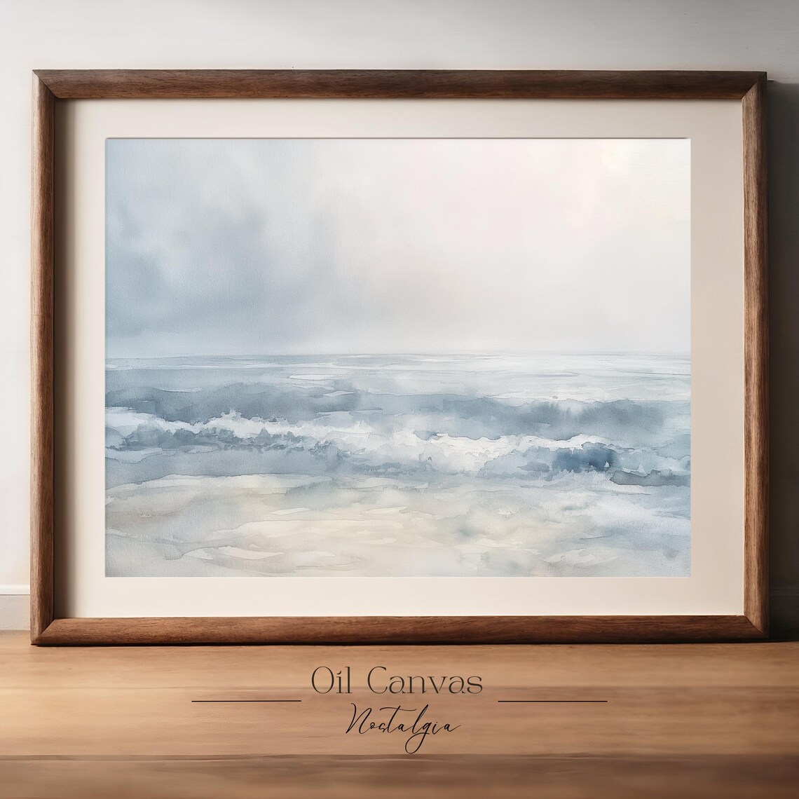Wall Art Vintage Beach Watercolour Painting Summer Sea Art Ocean Blue Nautical Seascape - Image 2