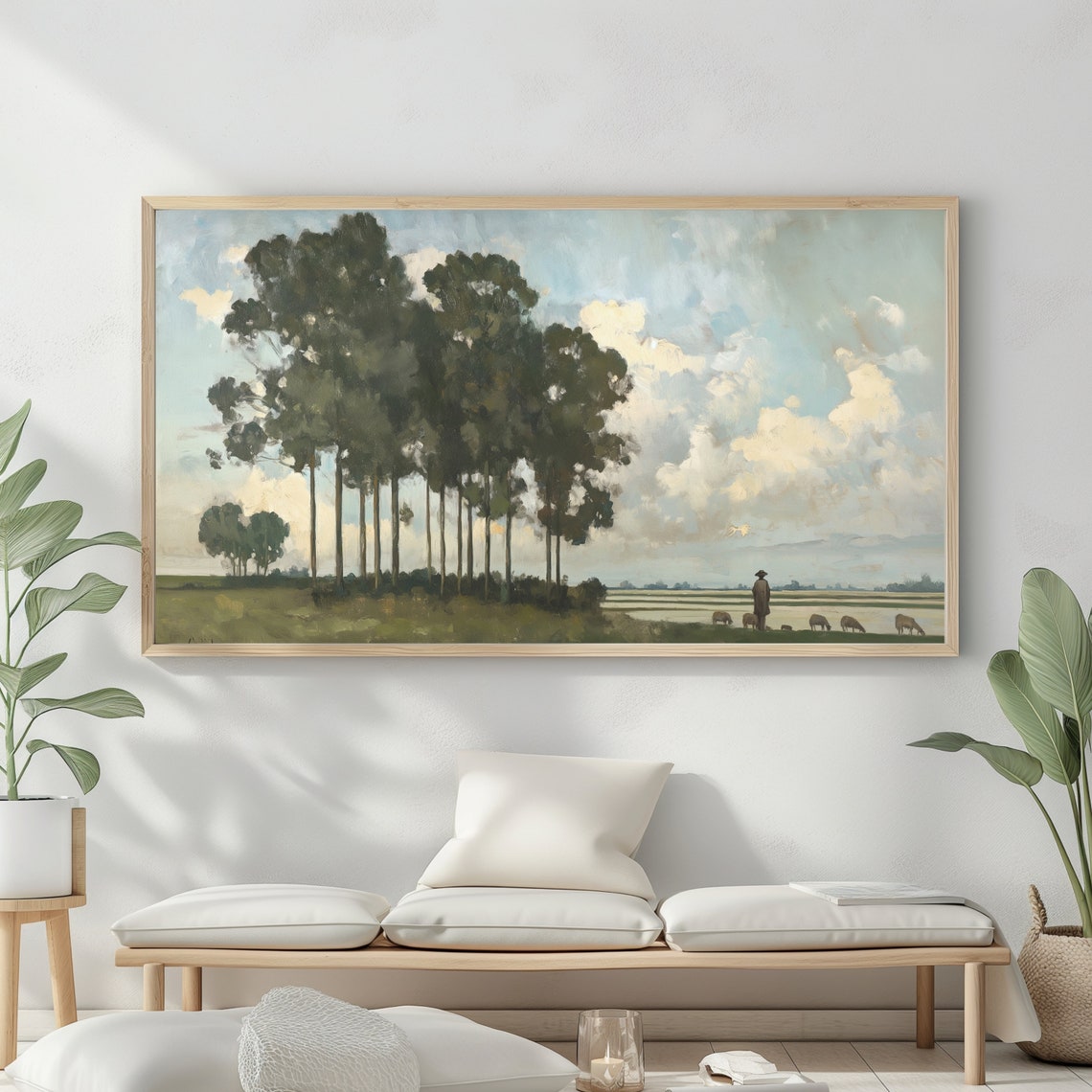 Autumn Landscape Oil Painting Frame Tv Art Rustic Country Decor Moody Muted Colours - Image 2