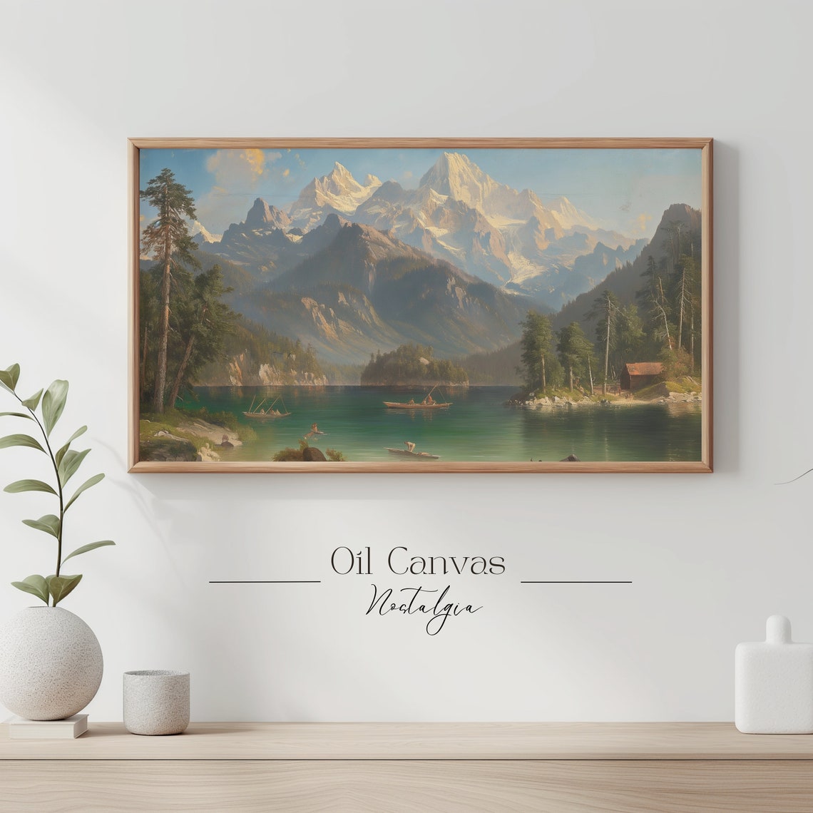 Mountain Landscape Frame Tv Art Vintage Rustic Scenery Oil Painting Farmhouse Decor Nature Wall Art Instant - Image 3