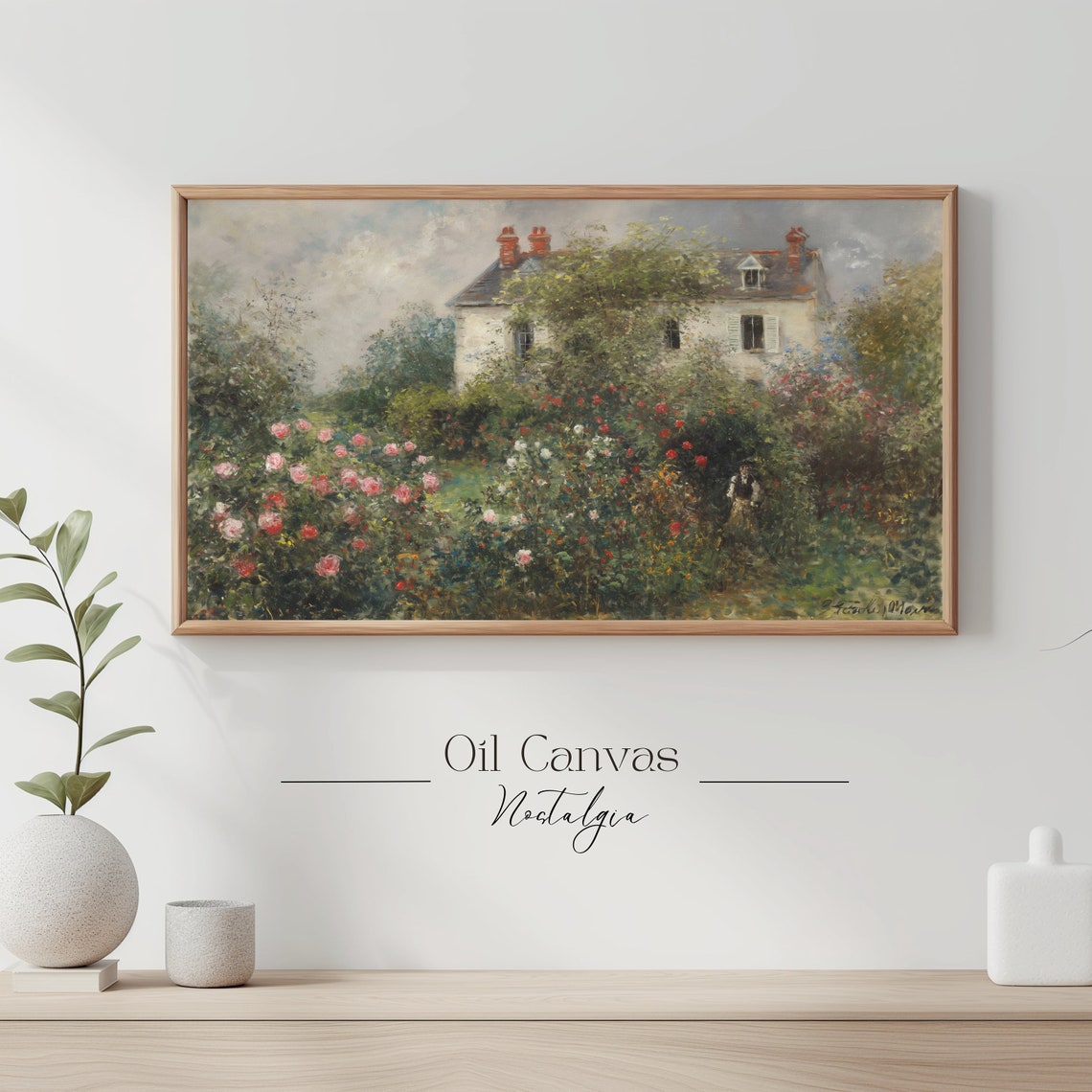 European Villa Rose Garden Impressionist Summer Blooms Cottage Poster - Image 3