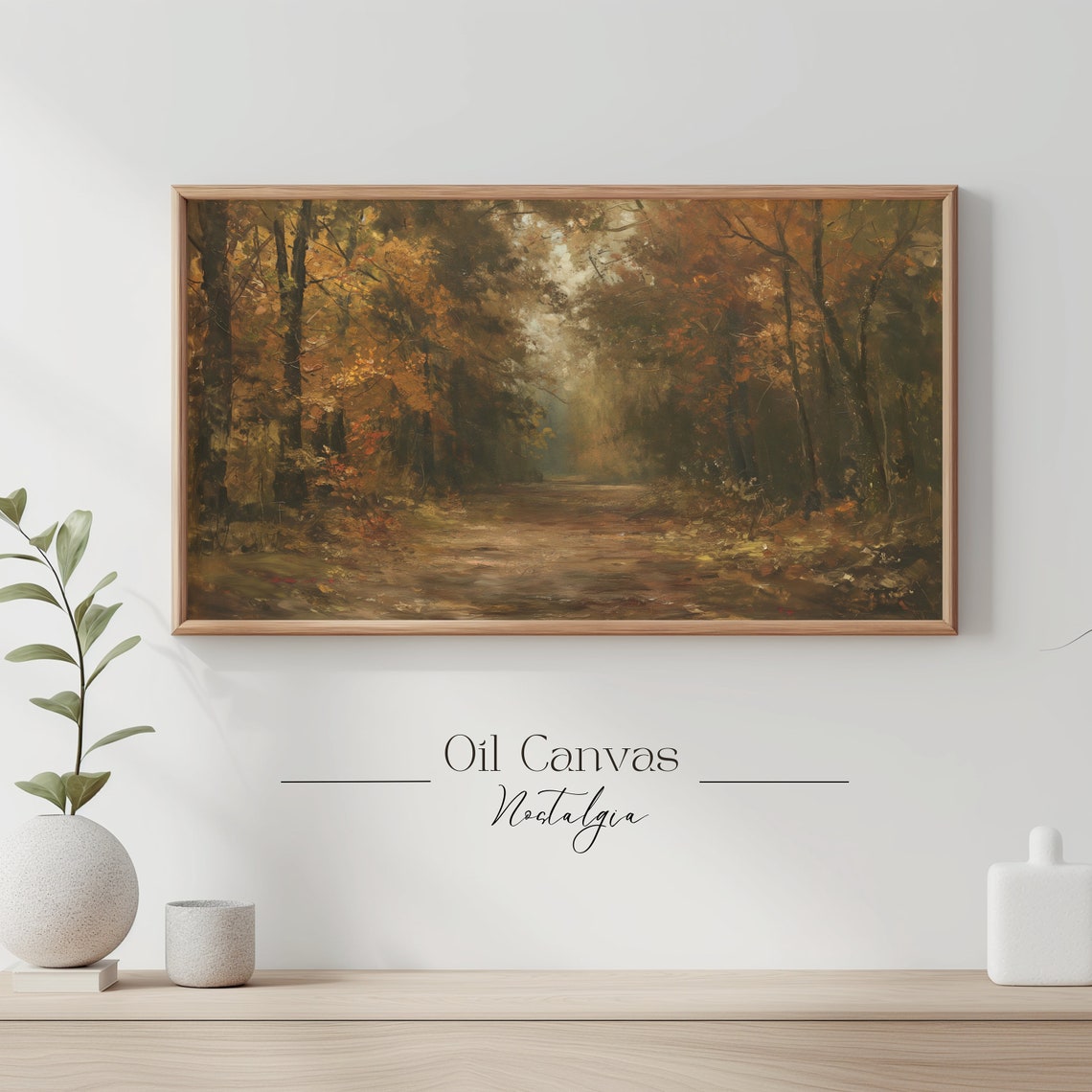 Autumn Forest Path Golden Orange Canopy Moody Woodland Walk Poster - Image 3