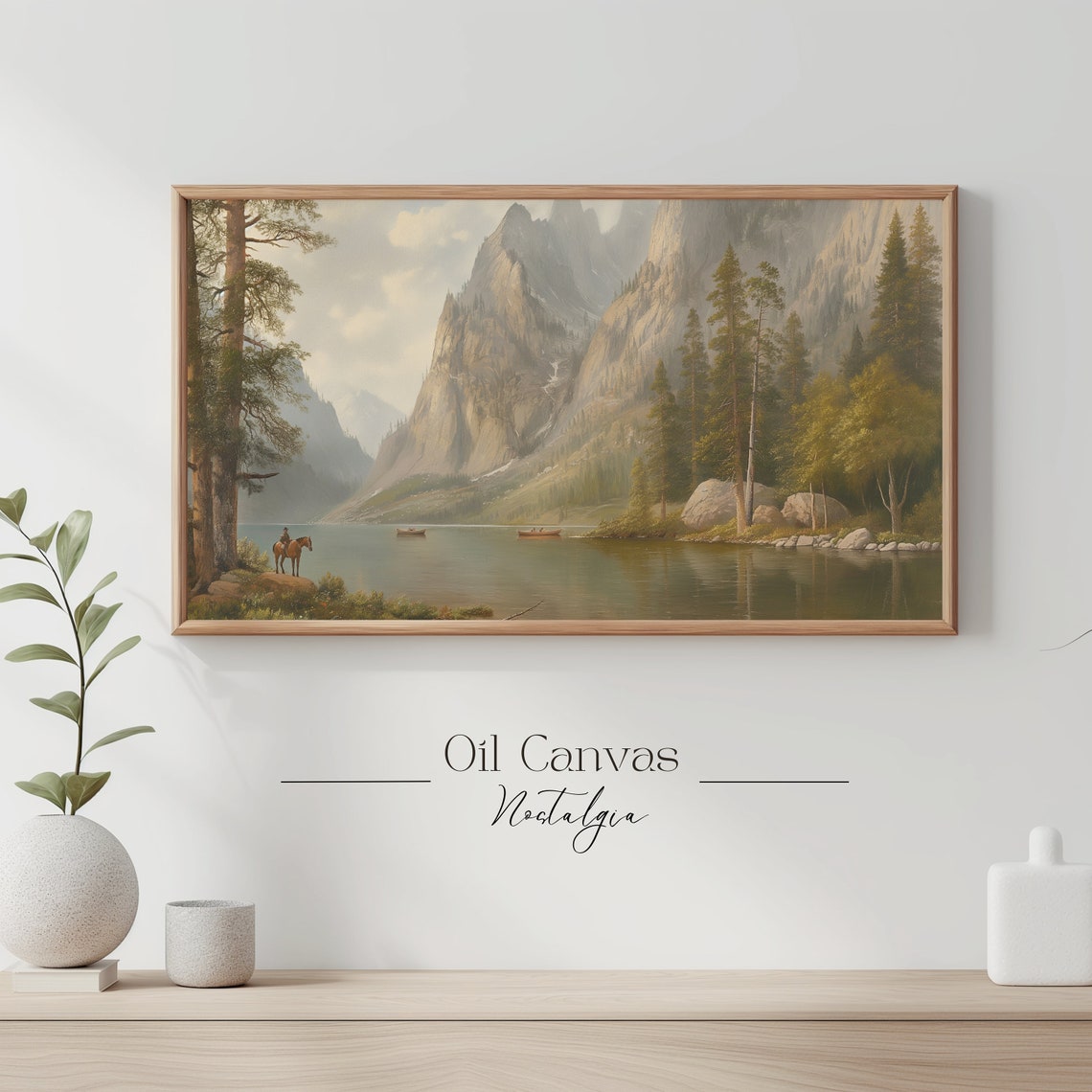 Mountain Landscape Frame Tv Art Vintage Rustic Scenery Oil Painting Farmhouse Decor Nature Wall Art Instant - Image 3