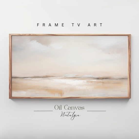Frame Tv Art Moody Abstract Oil Painting Minimalist Earth Tone Decor Rustic Wall Art
