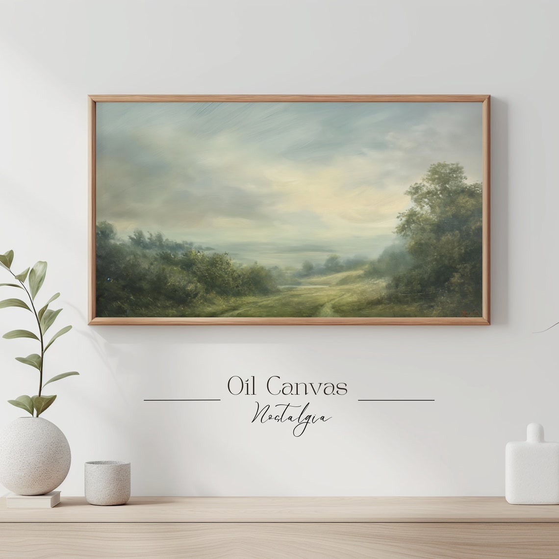 Autumn Landscape Oil Painting Frame Tv Art Rustic Country Decor Moody Muted Colours - Image 3