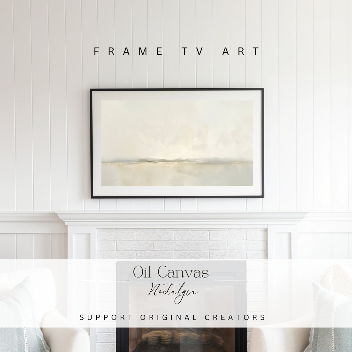 Frame Tv Art Moody Abstract Oil Painting Minimalist Earth Tone Decor Rustic Wall Art - Image 2
