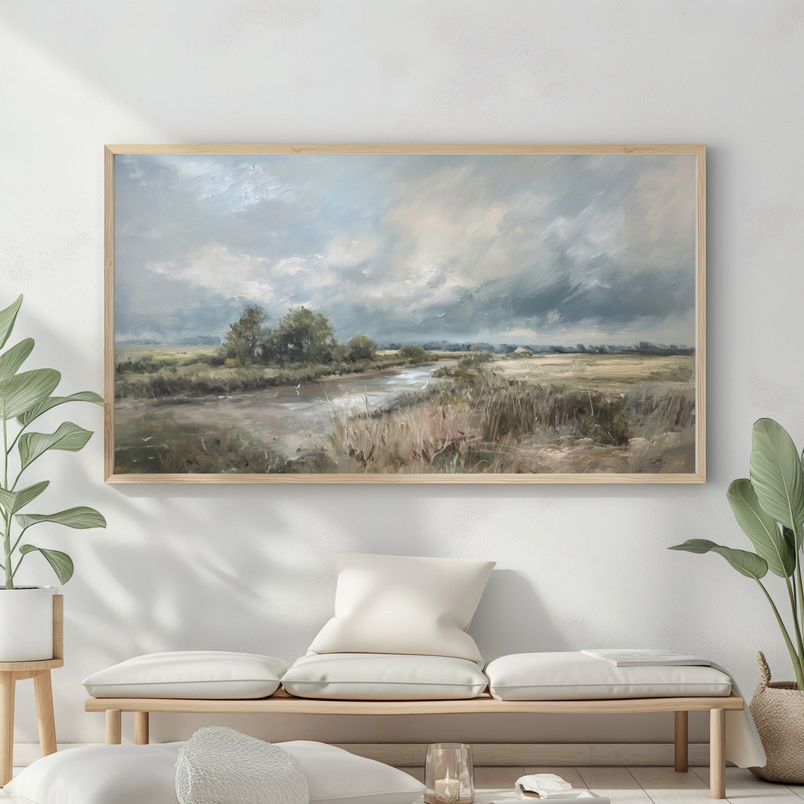 Autumn Landscape Oil Painting Frame Tv Art Rustic Country Decor Moody Muted Colours - Image 2