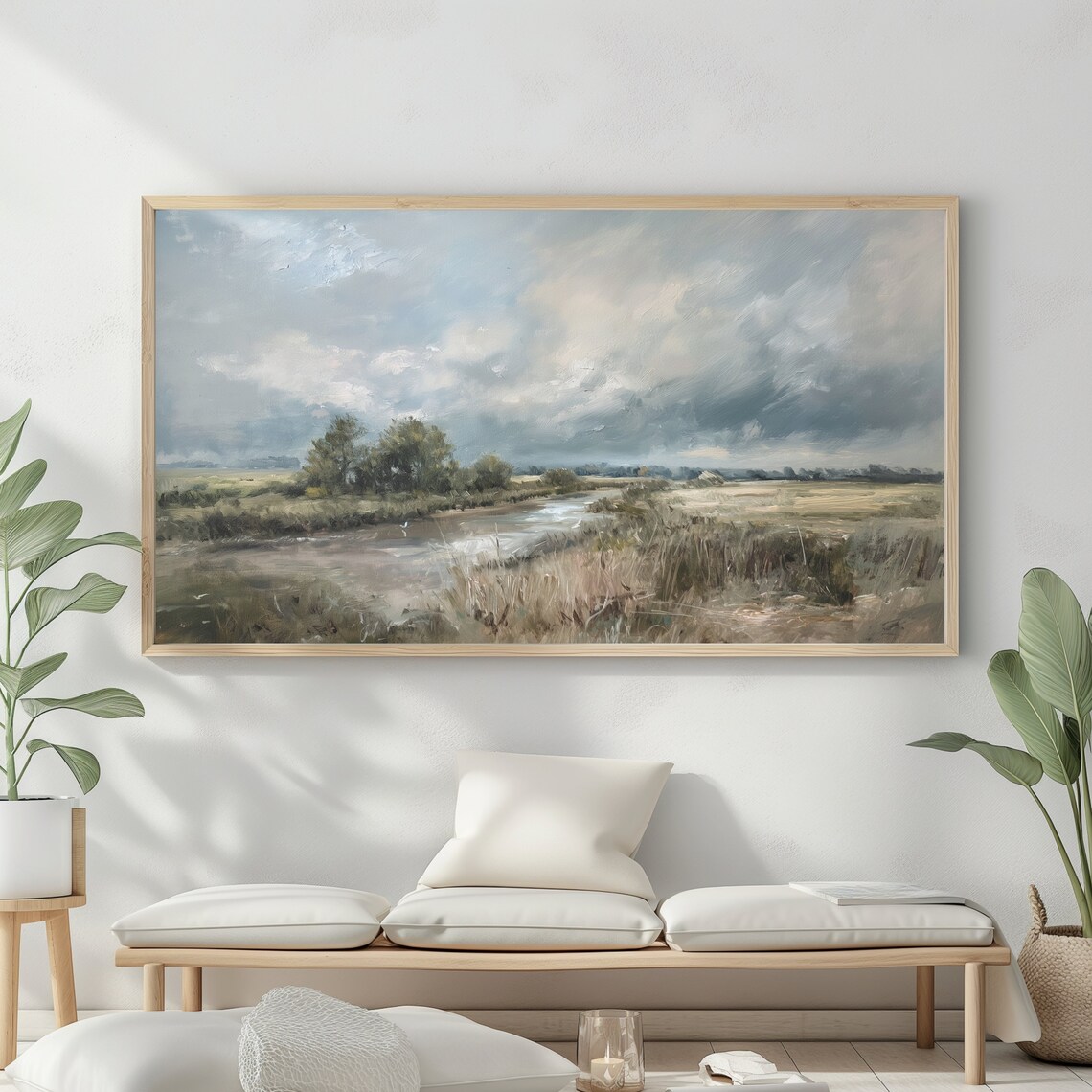 Stormy Sky Moody Marsh Wetlands Landscape Vintage Oil Painting Poster - Image 2