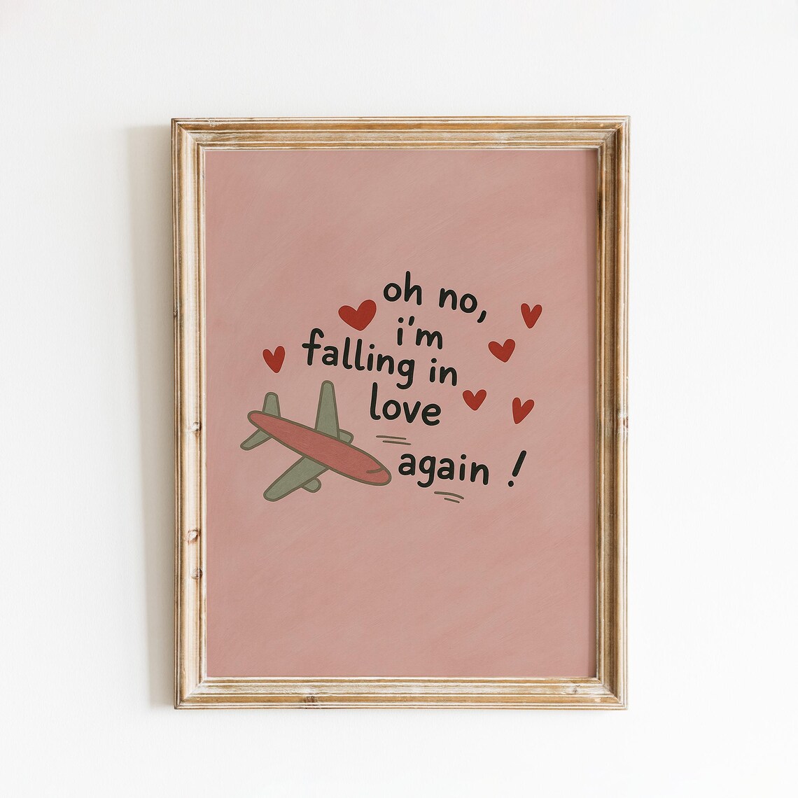 Falling in Love Again Airplane Cute Pink Romantic Quote Poster