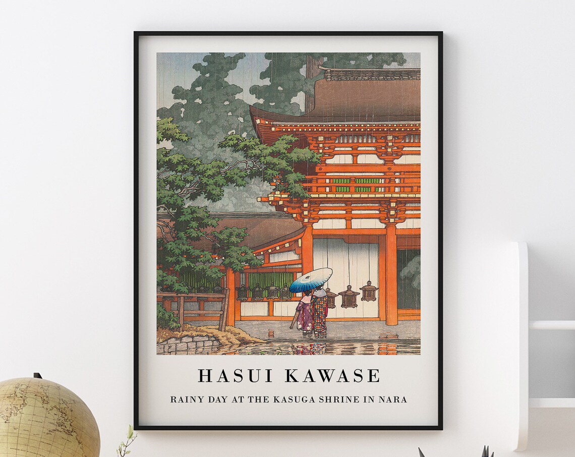 Hasui Kawase Rainy Day Kasuga Shrine Art Print - Image 3