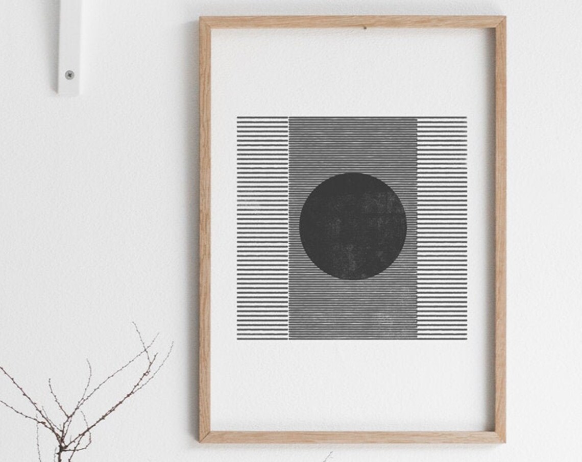 Circle Geometric, Contemporary Black And White Art Print