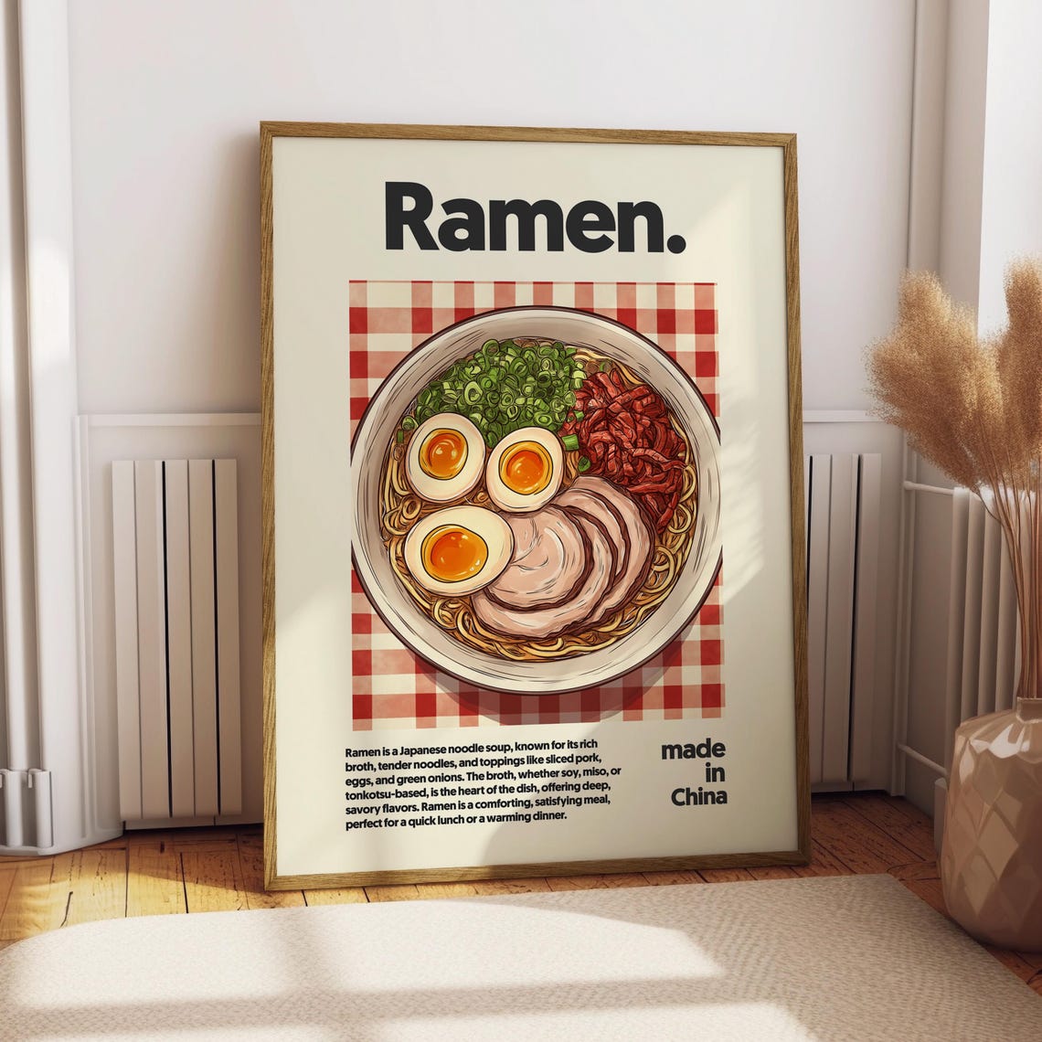 Ramen Bowl Noodle Soup Egg Pork Kitchen Decor Asian Food Lover Poster