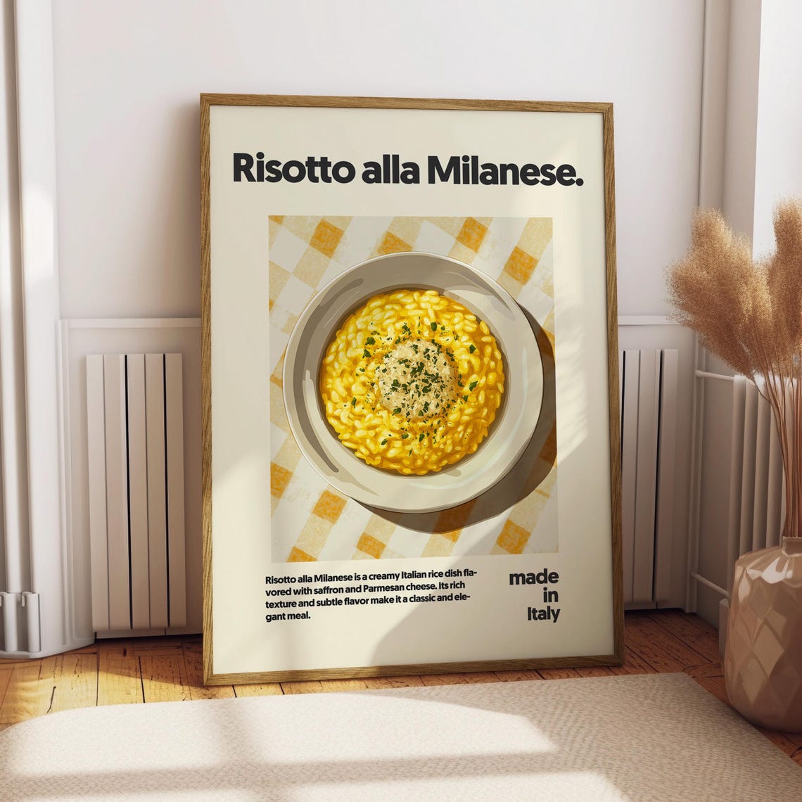 Risotto alla Milanese Saffron Creamy Italian Dish Kitchen Poster