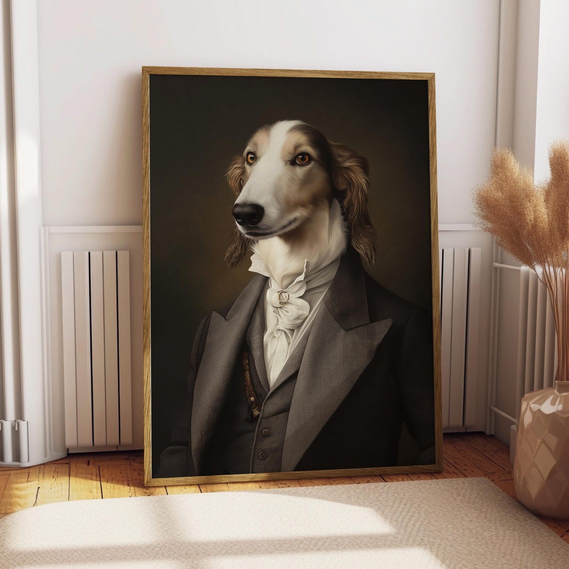 Borzoi Royal Portrait Formal Coat Cravat Elegant Dog Wall Poster