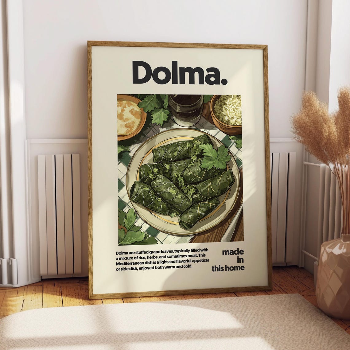 Dolma Stuffed Grape Leaves Mediterranean Appetizer Kitchen Poster