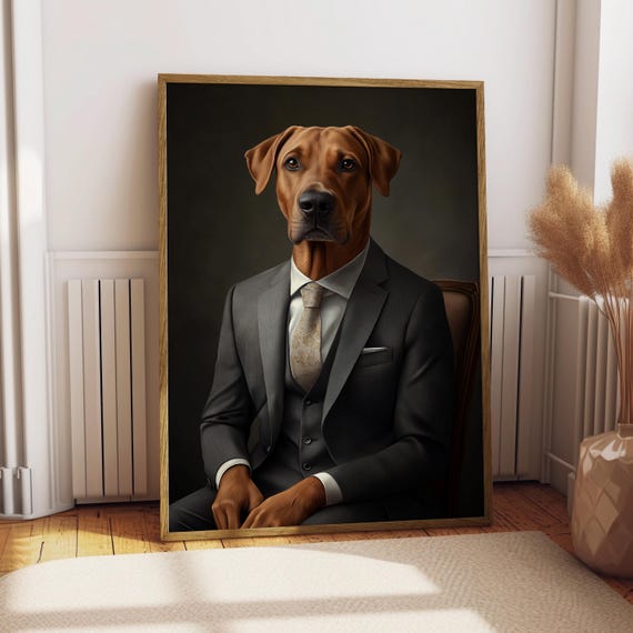 Rhodesian Ridgeback Suit Portrait Dog Poster Pet Tux Art Funny Gift For Lover