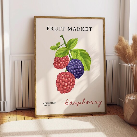 Raspberry Watercolor Fruit Market Collection No. 19 Kitchen Poster
