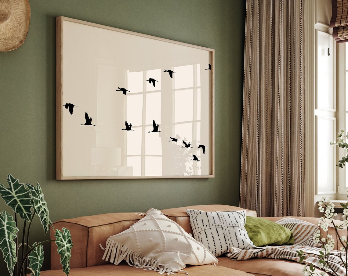 Horizontal Bird Silhouette Minimalist Art Print