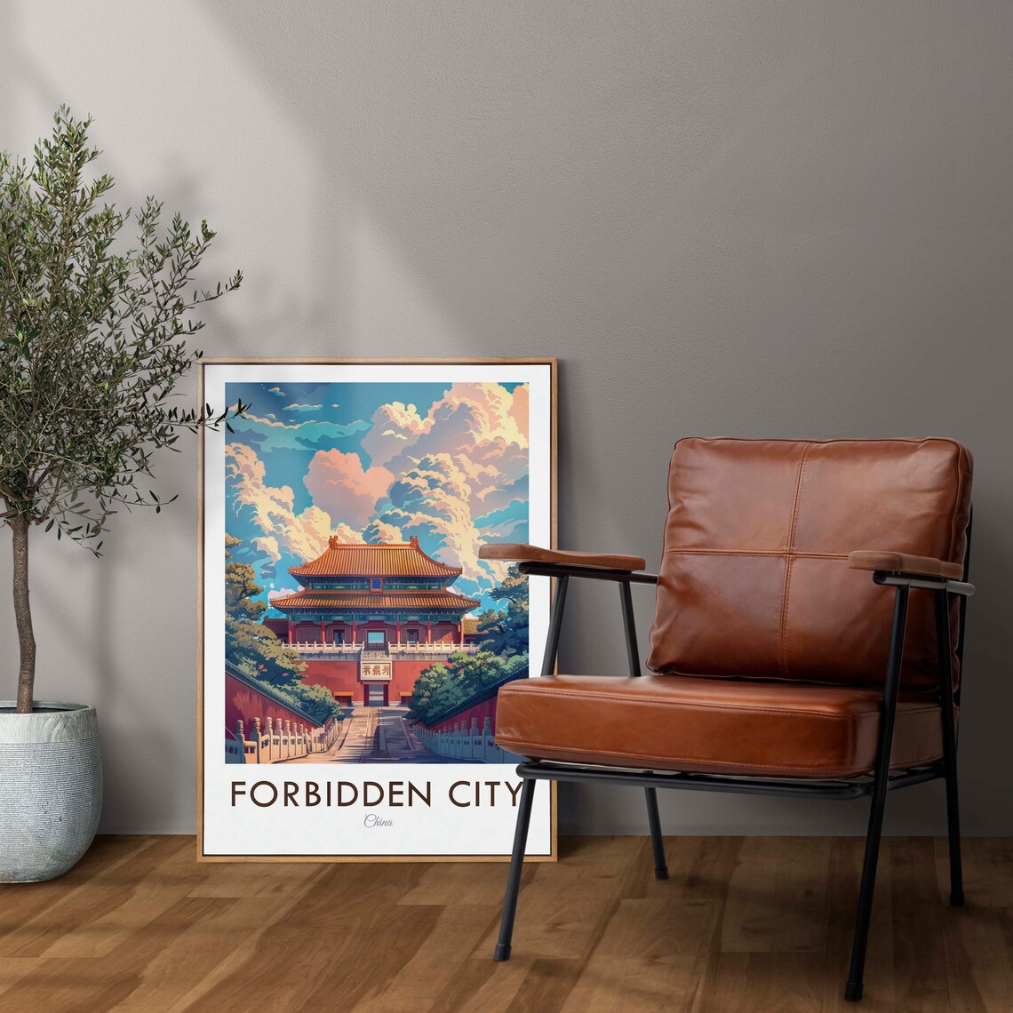 Forbidden City China Palace Gates Imperial Illustration Poster