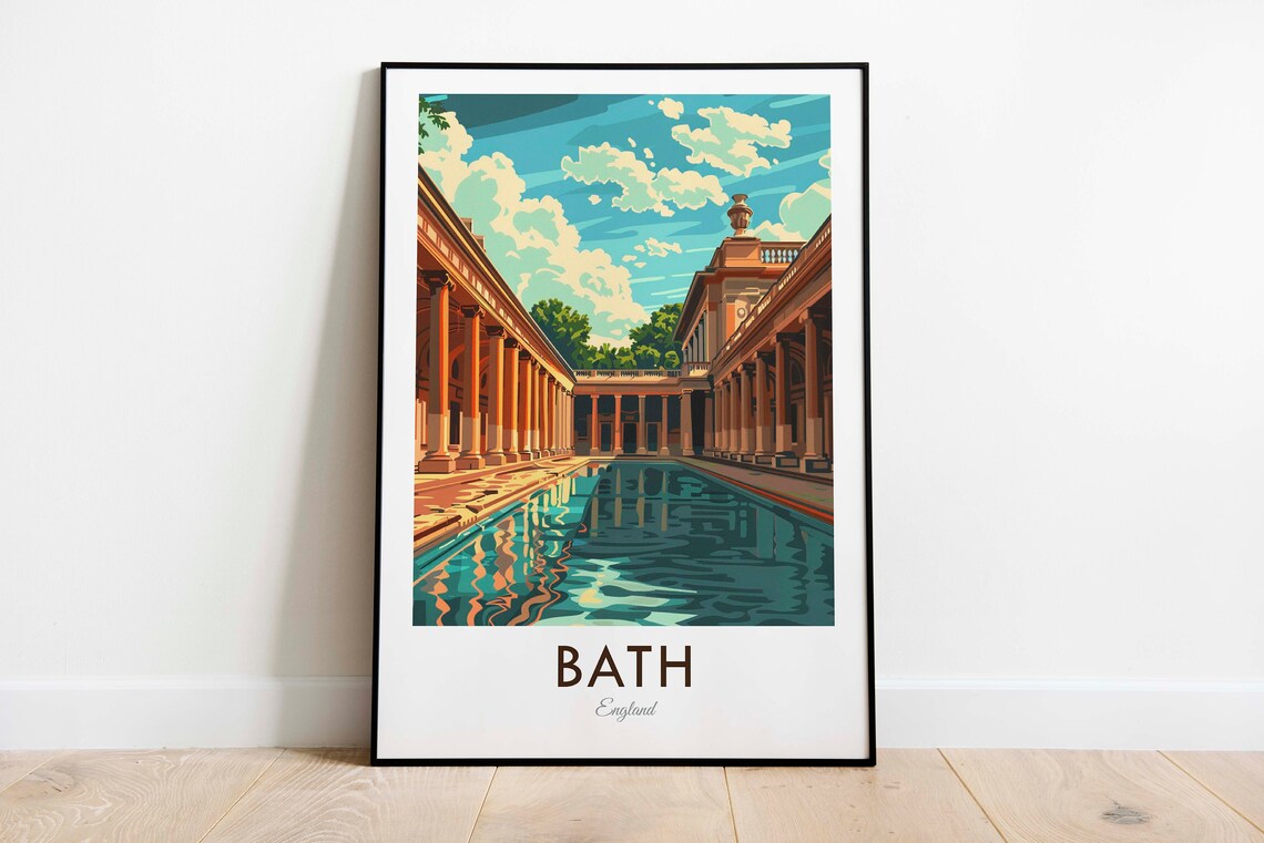 Bath England Vintage Style Travel Poster, Home Decor
