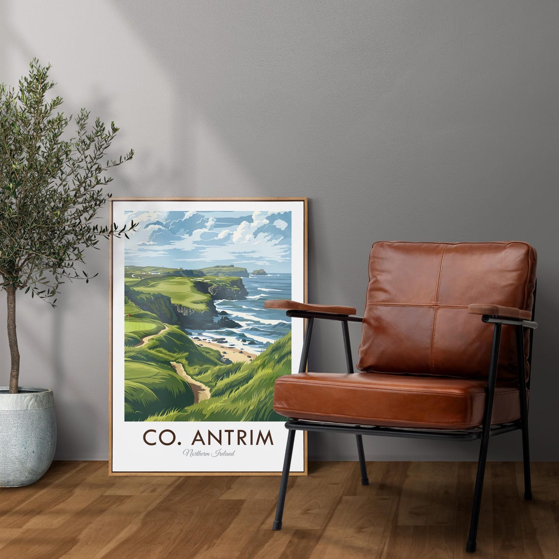County Antrim Northern Ireland Coastal Cliffs Links Golf Poster - Image 2
