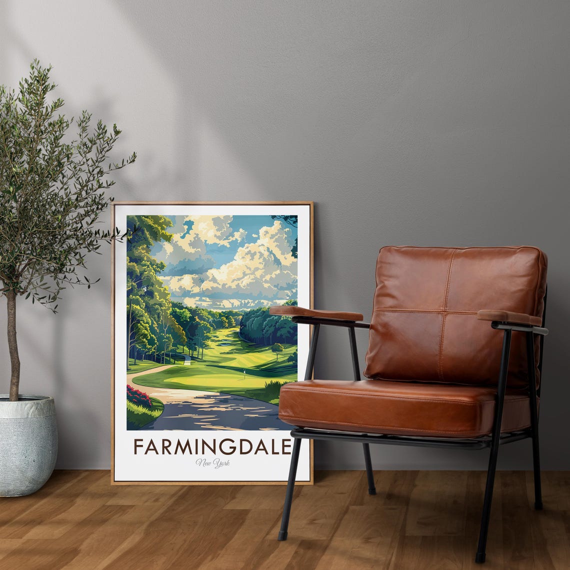 Farmingdale New York Tree Lined Fairway Green Golf Course Poster - Image 2