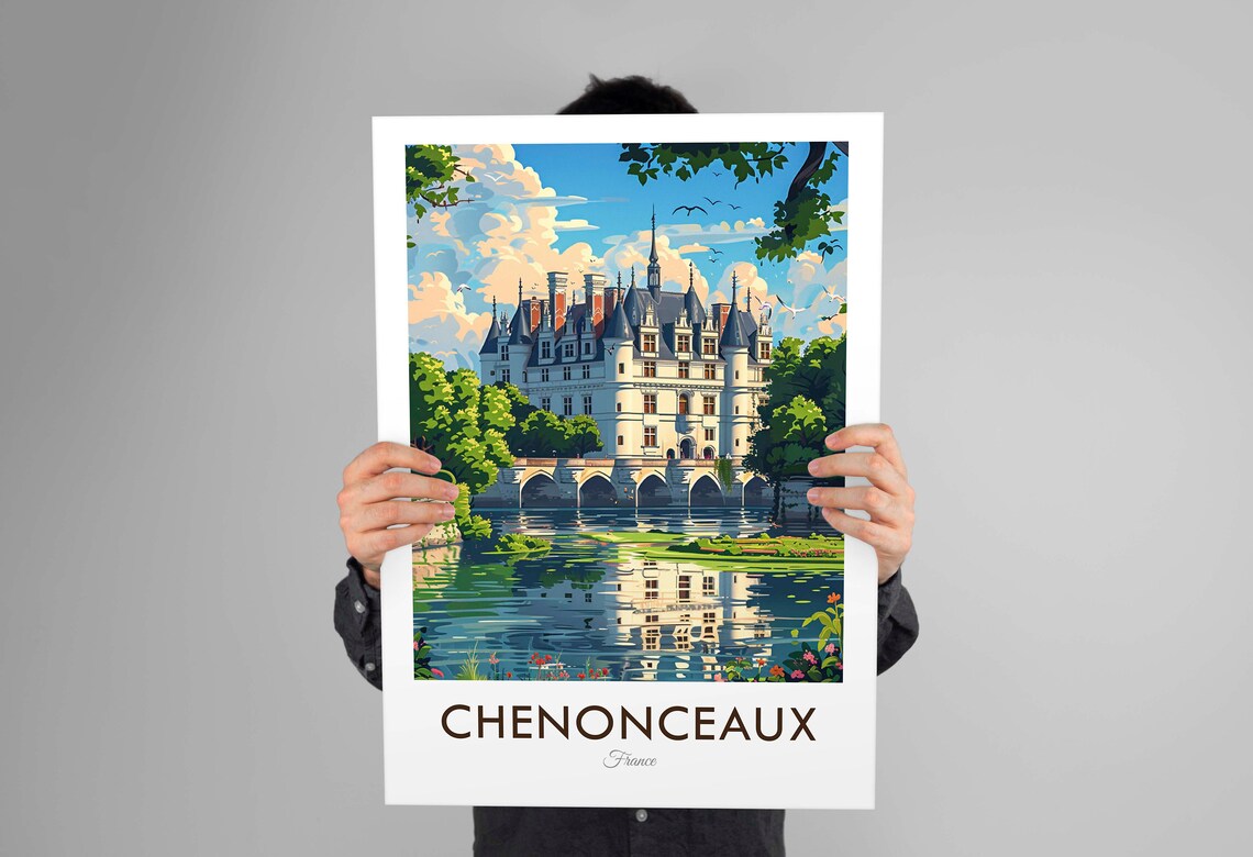 Chenonceaux France Vintage Travel Poster, Europe - Image 3