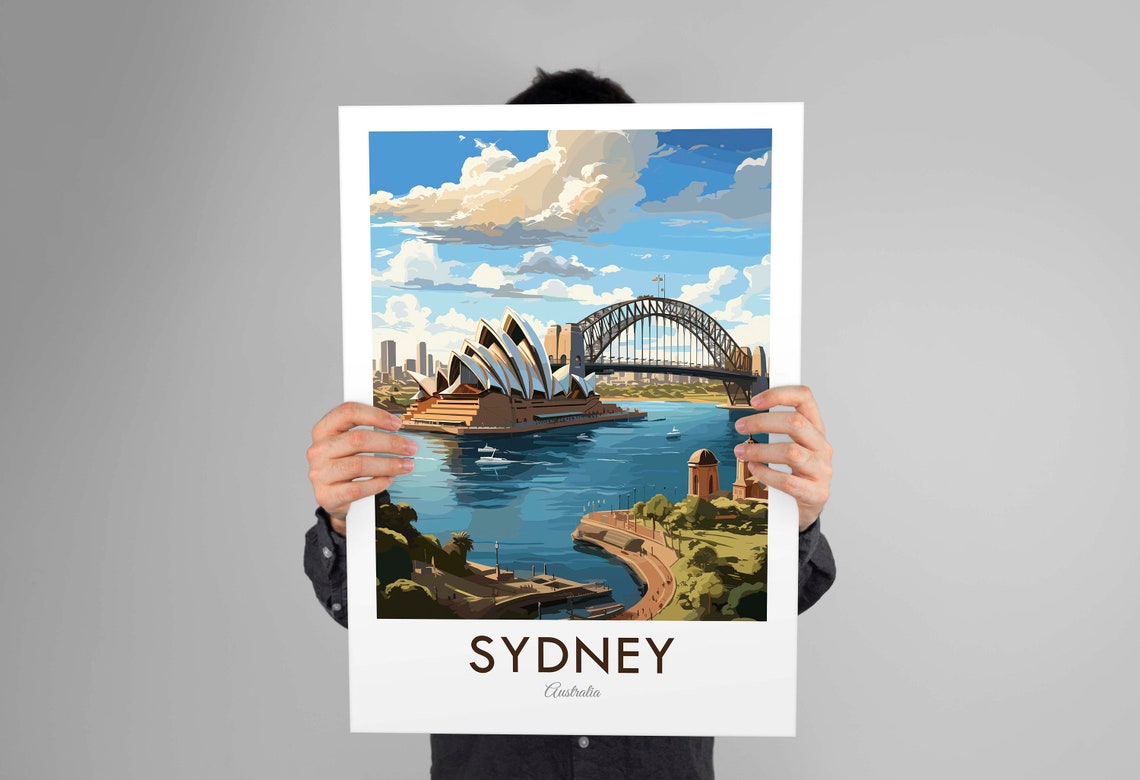 Sydney Australia Opera House Harbour Bridge Vintage Travel Poster - Image 3